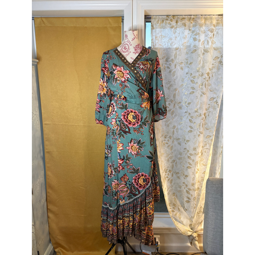 Farm Rio for Anthropologie Women's Viera Floral Bohemian Wrap Dress Sz 1X - Picture 4 of 8